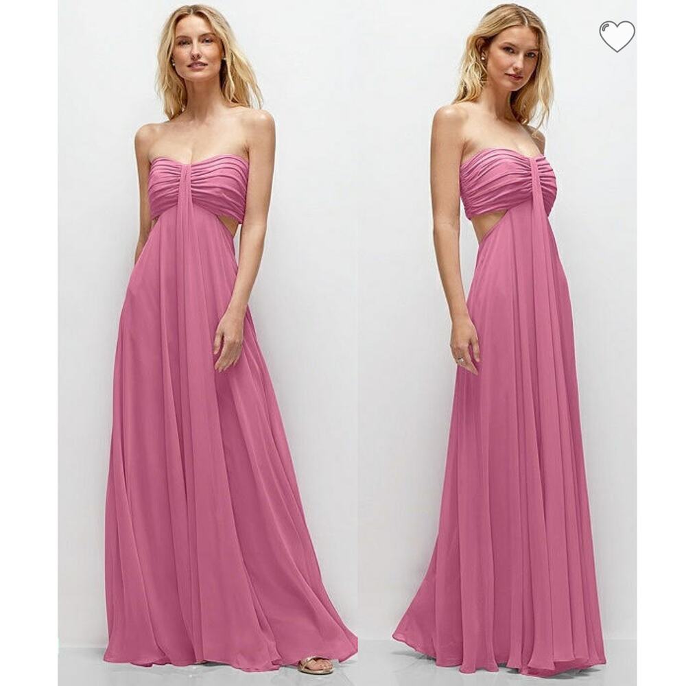Dessy Collection Strapless Empire Waist Chiffon Gown in Orchid Pink Size 14 NWOT